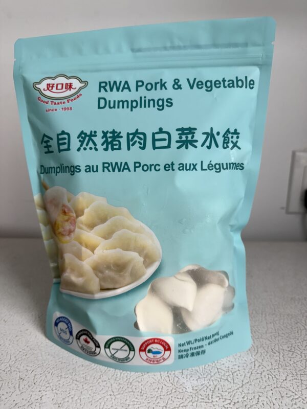 机制全自然猪肉白菜水饺RWA Pork & Vegetable Dumplings 800g